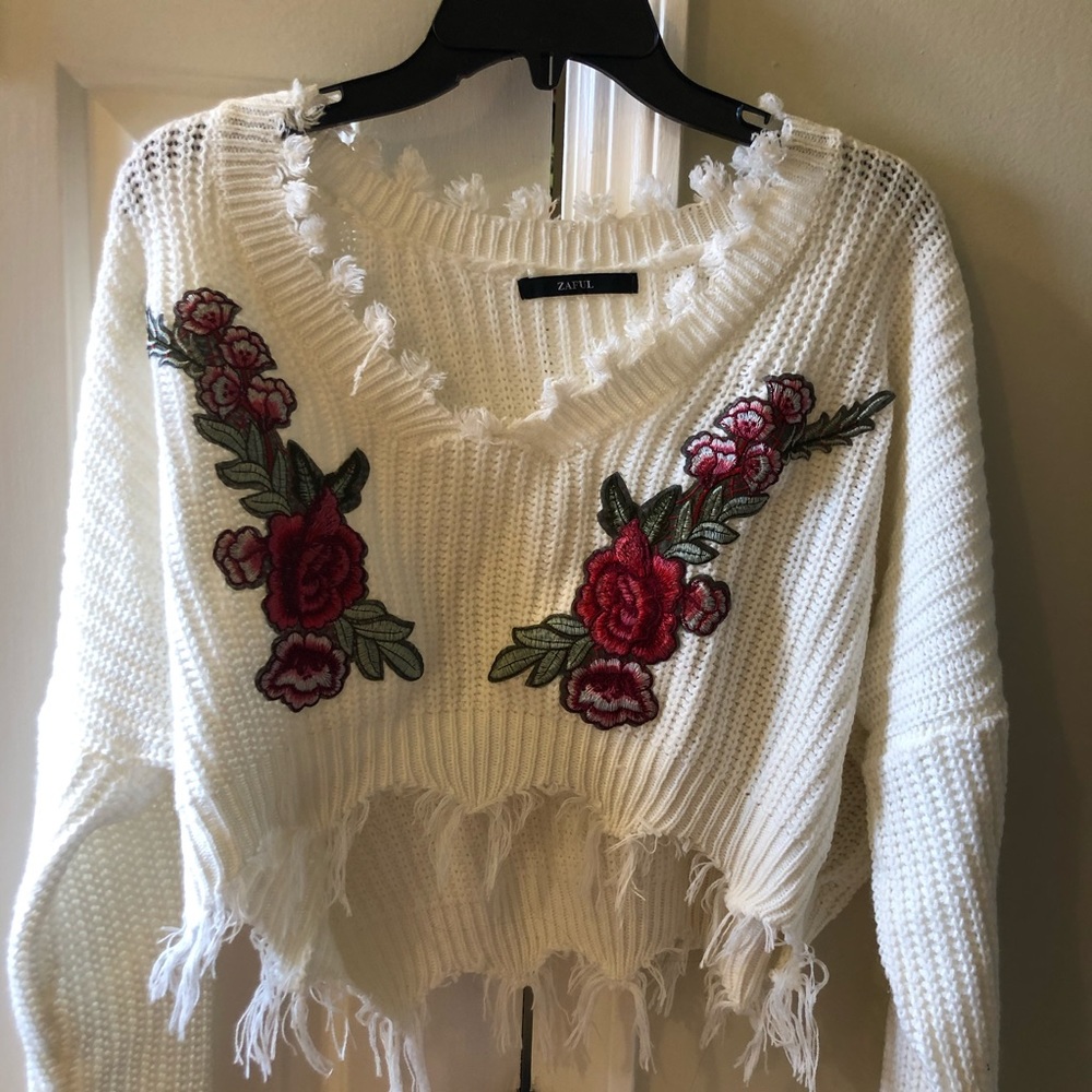 Zaful  white cropped sweater!!!!